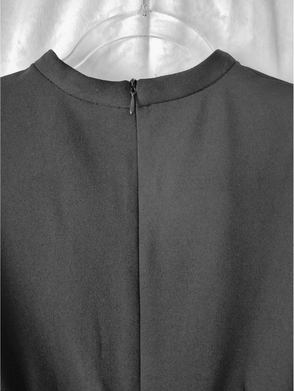 Clover & Sloane Blk Long Sleeve Mock Neck Side Ruched Asym Hem Women's Dress 10 - Picture 5 of 9